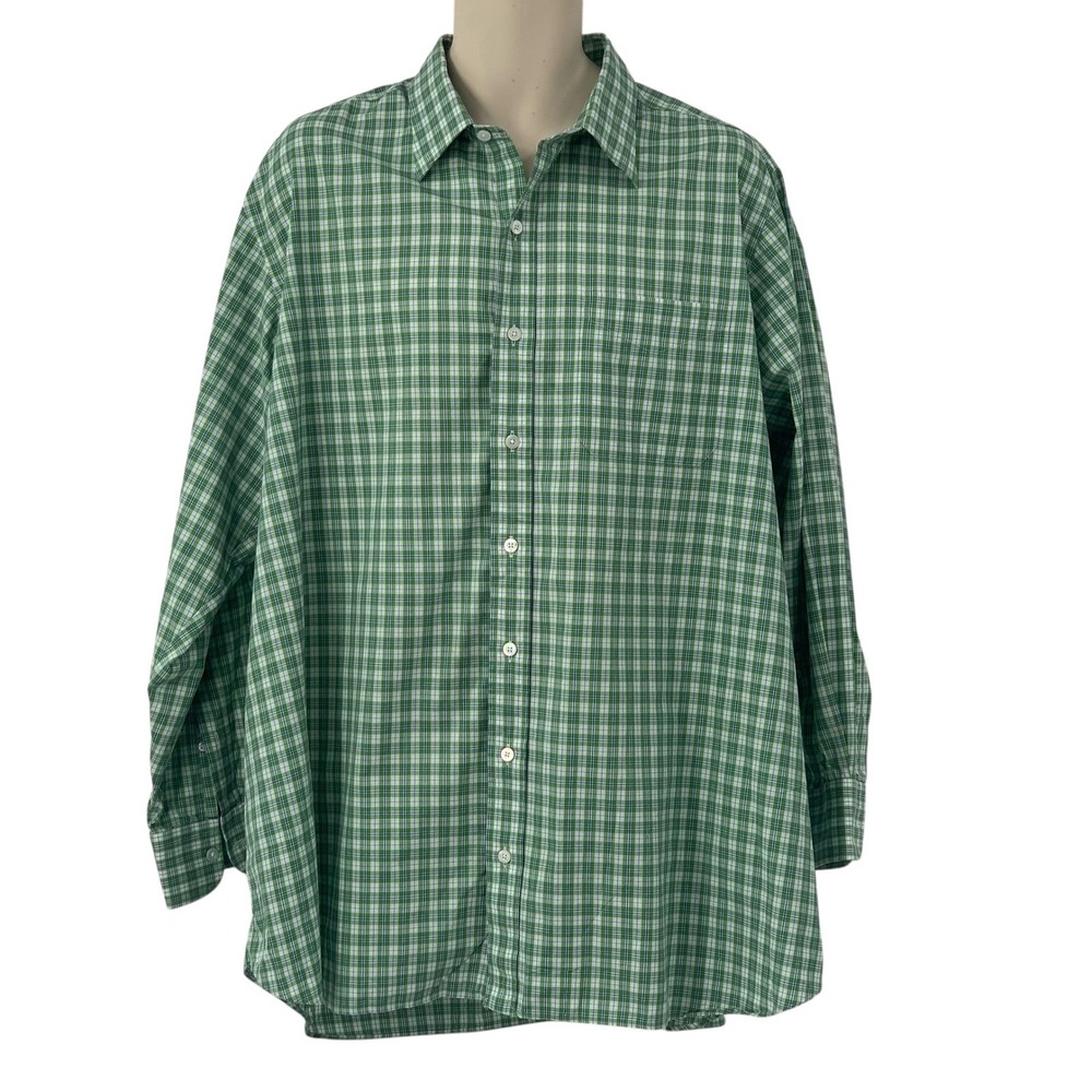 Hamilton Since 1883 Men's Long Sleeve Button Down Shirt Green/Blue Plaid Size XL